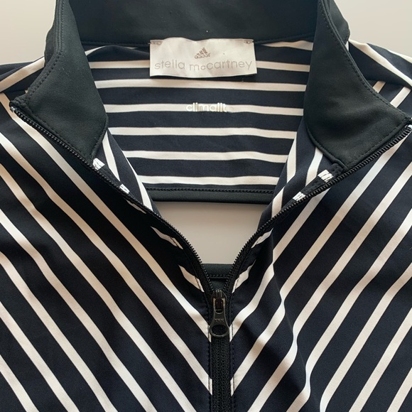 Adidas By Stella McCartney Black/White Stripe Long Sleeve Half Zip Top | XS - Picture 7 of 8